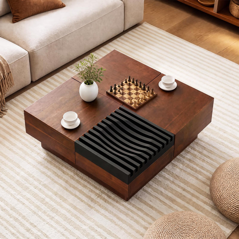 GIANTEX 32" Square Coffee Table with Sliding Top