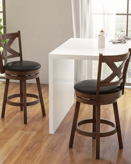 Counter Height Dining Chair, Fabric Upholstered 360 Degree Swivel, PVC Cushioned Seat, Perfect for Dining and Living Room
