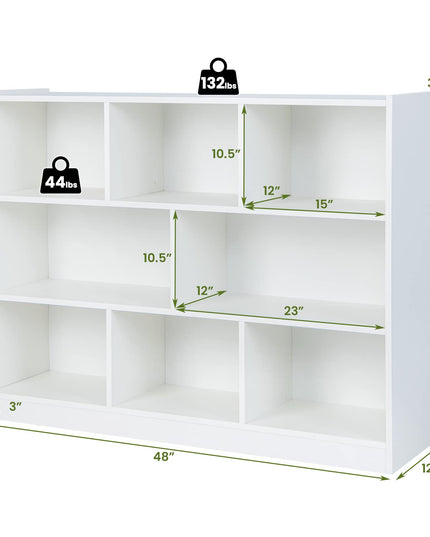 8 Cube Bookcase, Freestanding 3-Tier Open Bookshelf - Giantex