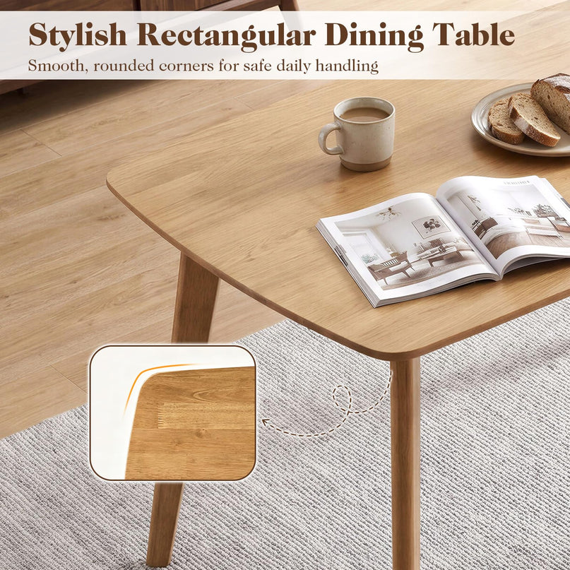 Giantex 55" Solid Wood Rectangular Dining Table for 4-6 (55" x 27.5" x 30")