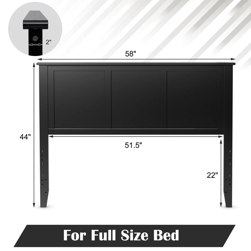 Giantex Wood Headboard, Flat Panel Headboard with Pre-drilled Holes for Height Adjustment