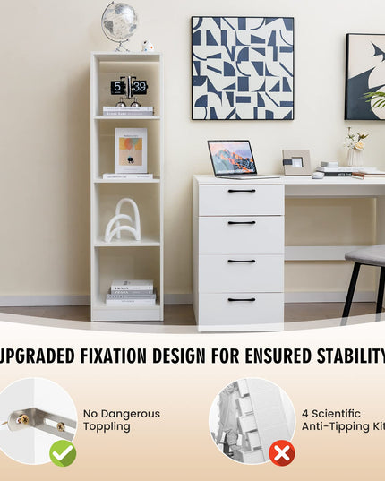 Giantex 56” Tall Bookcase, 4-Cube Bookshelf with 4 Anti-Tipping Kits