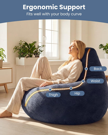 Giantex Bean Bag Chair for Adults with Skin-Friendly Corduroy Cover & Soft Sponge Filling