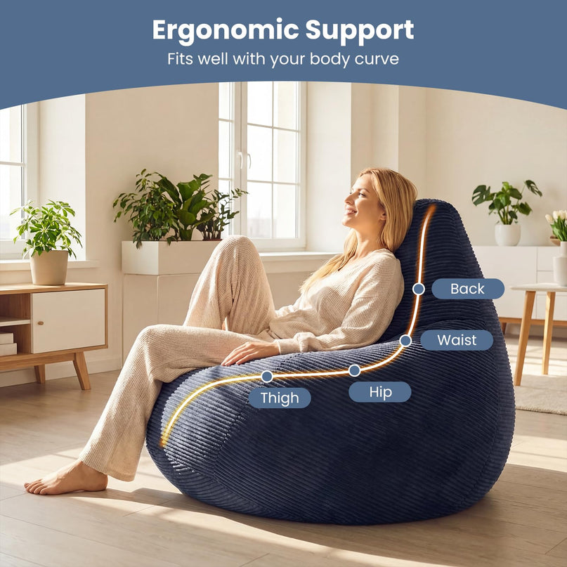 Giantex Bean Bag Chair for Adults with Skin-Friendly Corduroy Cover & Soft Sponge Filling