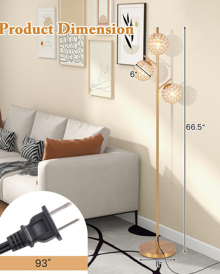 Giantex 3 Globe Floor Lamp - Mid Century Modern Floor Lamps for Living Room, Acrylic Lampshade