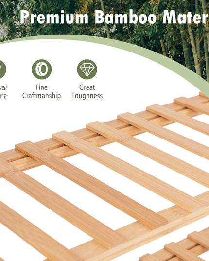 Giantex Bamboo Plant Stand Indoor, 4-Tier Folding Planter Shelf, Foldable Display Rack w/ Slatted Shelves, No Assembly