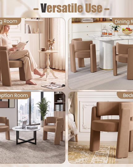 GIANTEX Modern Velvet Barrel Accent Chair with Thick Seat (1/2)