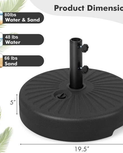Giantex Umbrella Base Stand, Sand Water Filled Umbrella Holder for 1.5''-1.9'' Umbrella Poles, Build-in Handle