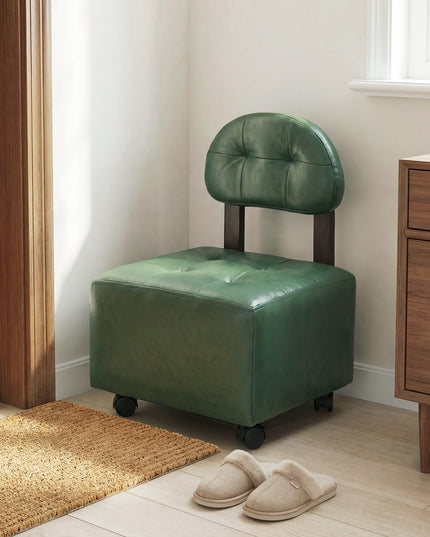 Giantex Small Modern Square Rolling Footrest Stools Set of 2