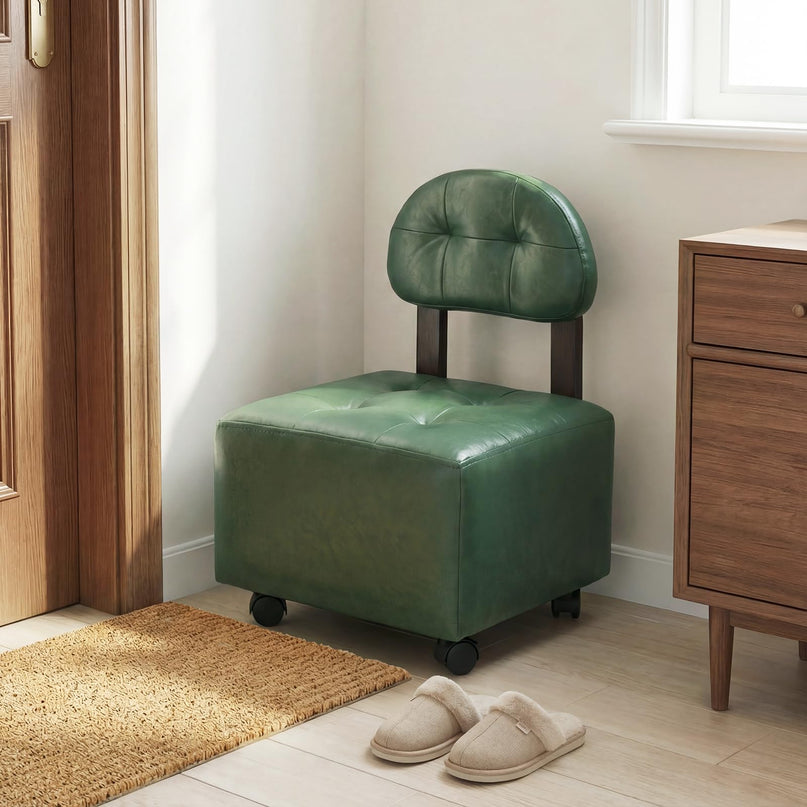 Giantex Small Modern Square Rolling Footrest Stools Set of 2