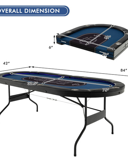 10 Players Poker Table with Cup Holder - Giantex