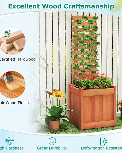 Giantex Wood Raised Garden Bed with Trellis