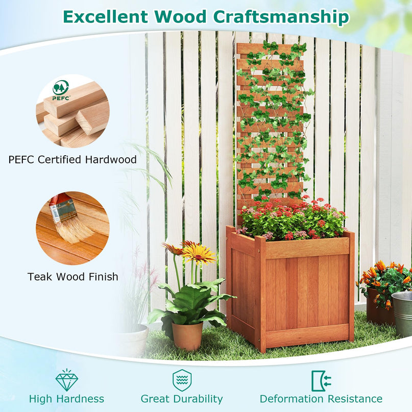 Giantex Wood Raised Garden Bed with Trellis