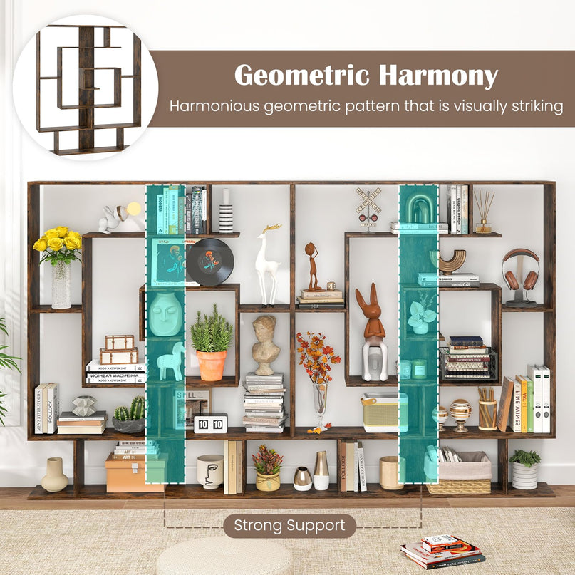 Giantex 7 Tier Geometric Bookshelf with Open Shelves
