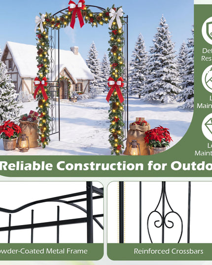 Giantex Metal Garden Arbor | 7.5 FT Heavy Duty Arch Trellis for Climbing Plants