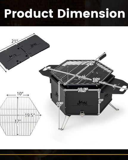 Giantex Fire Pit Grill, Outdoor Fire Pit with Removable 360° Swivel Cooking Grate