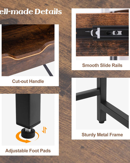 Giantex Computer Desk with Drawers and Power Outlets