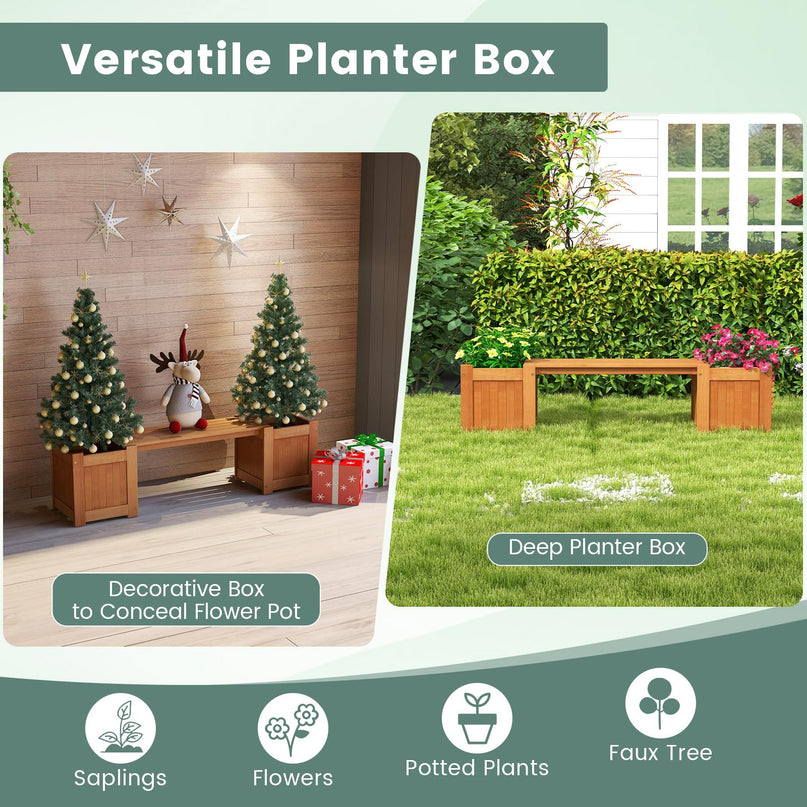 Giantex 2-in-1 Outdoor Bench with 2 Raised Garden Beds