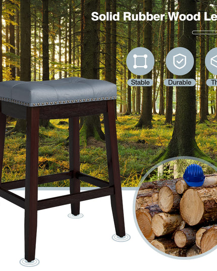 Backless Counter Stool with Footrest, Soft Seat Cushion