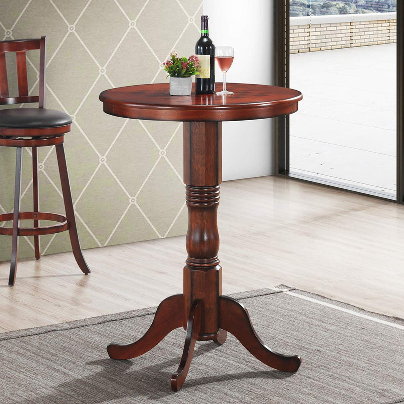 Giantex Table 30" D X 41.5" H Wooden Round Pub Pedestal Side Table W/Chessboard