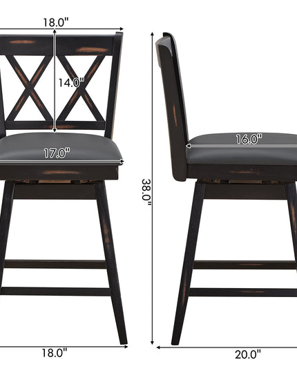 Giantex Bar Stool with Foot Rest Upholstered Cushion & Ergonomic Backrest
