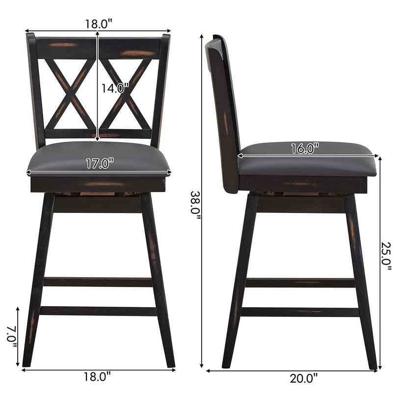 Giantex Bar Stool with Foot Rest Upholstered Cushion & Ergonomic Backrest