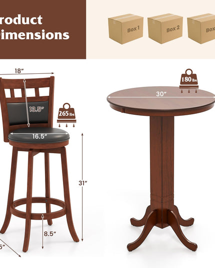 Giantex 3-Piece Bar Table and Chairs Set, Dining Table Set with 2 Swiveling Bar Stools