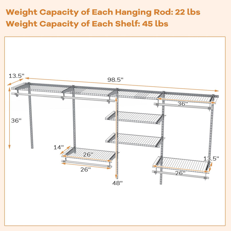 Giantex Closet Organizer System Wall-mounted Custom Closet Kit
