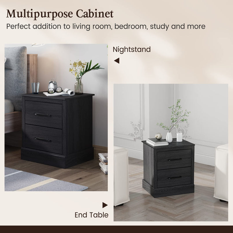 Giantex Wood Bedside Table with 2 Storage Drawers