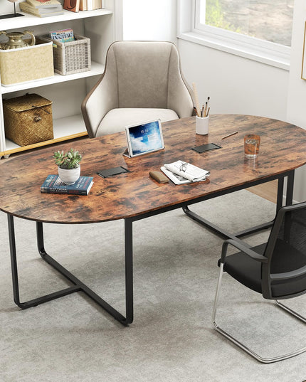 Giantex 95" Conference Table Large Oval Meeting Table for 10-12 People