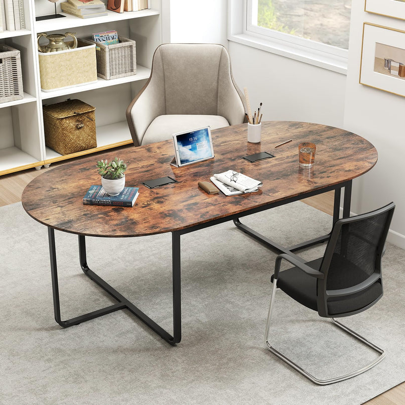 Giantex 95" Conference Table Large Oval Meeting Table for 10-12 People