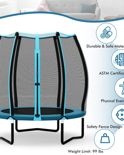 Giantex 55" Trampoline for Kids, Mini Toddler Trampoline w/Enclosure Net, Safety Pad, Outdoor Indoor Kids Trampoline for Boys Girls Gift, Blue