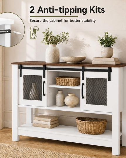 GIANTEX 40" Farmhouse Sideboard Buffet w/Sliding Barn Doors