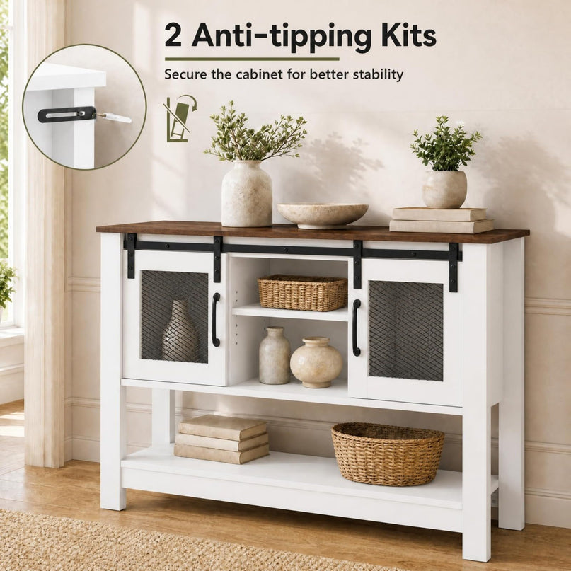 GIANTEX 40" Farmhouse Sideboard Buffet w/Sliding Barn Doors