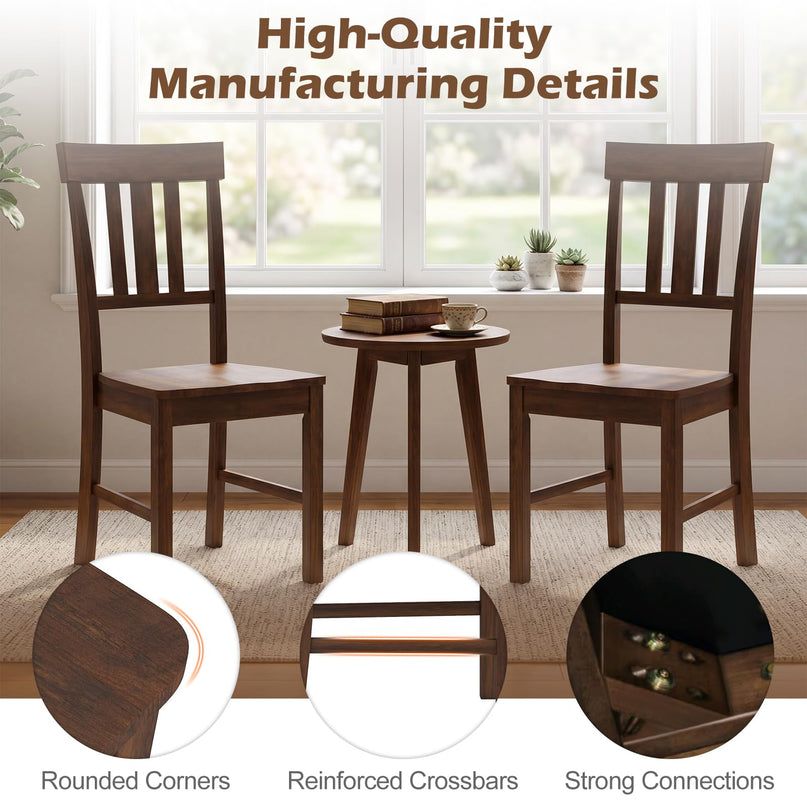 Giantex Wooden Armless Kitchen Chair with Slat Back & Contoured Seat (2/4)