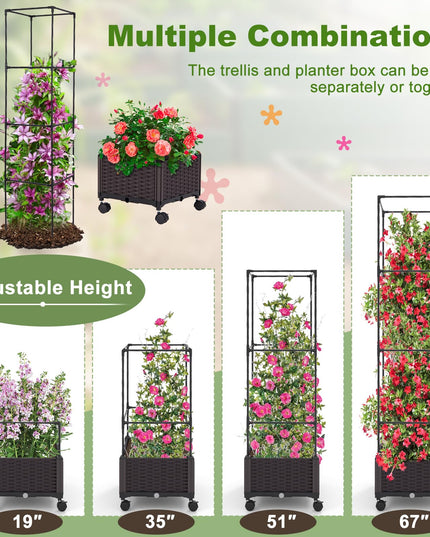 Giantex Raised Garden Bed with Tomato Cages, 67” Adjustable Height