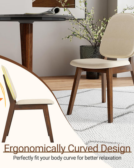 Giantex Wooden Dining Chairs Set of 2/4 Linen Fabric Upholstered Dining Room Chairs