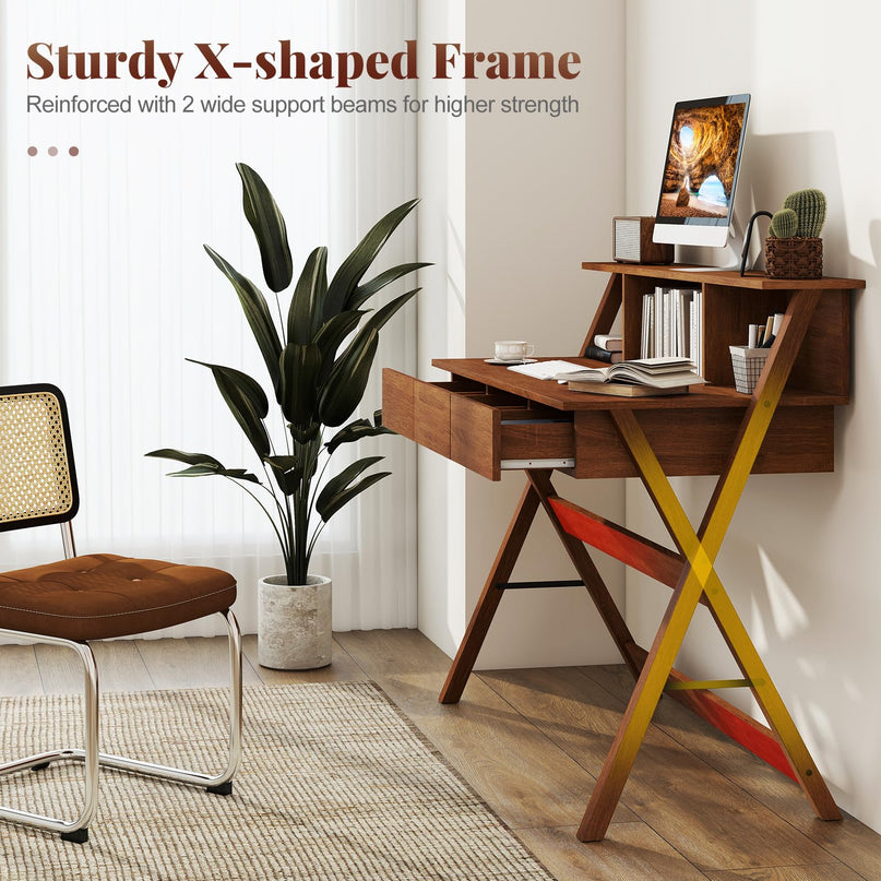 Bureau moderne du milieu du siècle Giantex avec 3 tiroirs