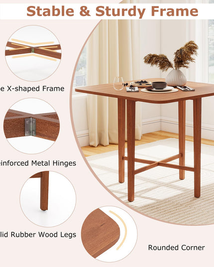 Giantex Table à Manger Extensible 91 cm avec Abattants, Piètement en X et Pieds en Bois d'Hévéa