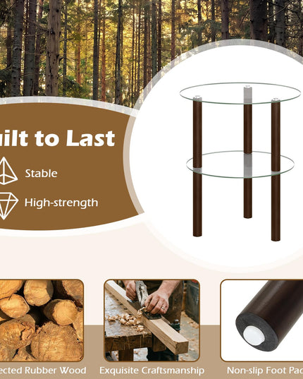 Giantex Round End Table for Living Room Bedroom Home Office