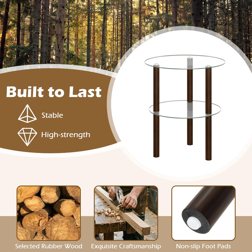 Giantex Round End Table for Living Room Bedroom Home Office