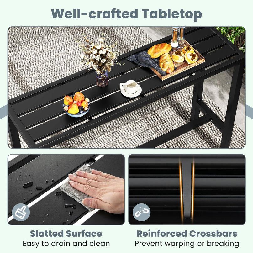 Giantex Outdoor Rectangle Bar Table with Counter Height