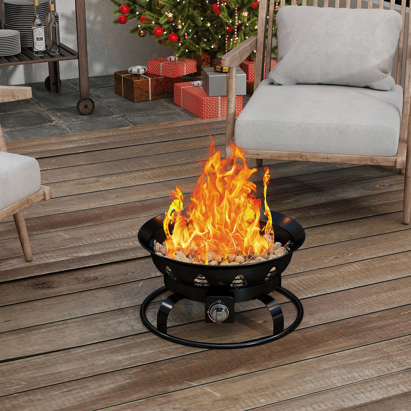 Giantex Portable Propane Fire Pit 21 Inch Smokeless Fire Bowl with Cover