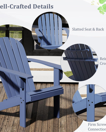 Giantex Acacia Wood Adirondack Chair Set of 1/2/4, Outdoor Fire Pit Chair with 105° Inclined Seat