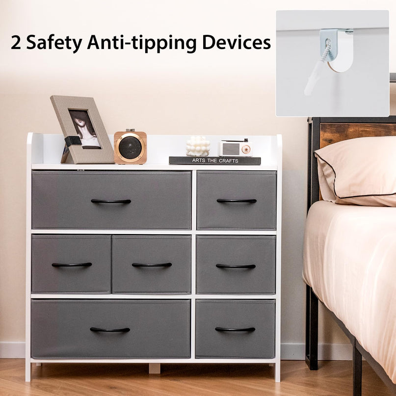 Giantex Storage Cabinet with 7 Drawers & Open Shelf, Chest of Drawers, Console Table