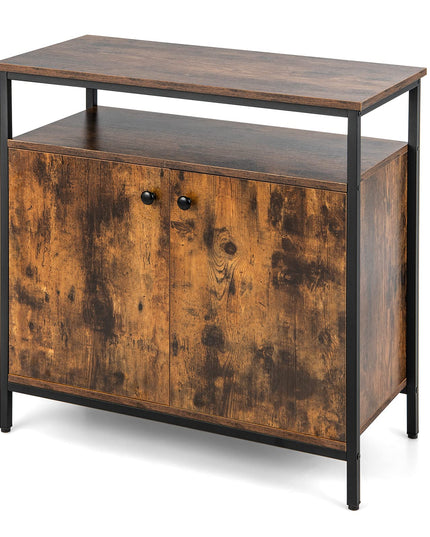 Giantex Buffet Cabinet with Shelf - 2 Door Sideboard Kitchen Storage Cupboard with Shelves (Rustic Brown)