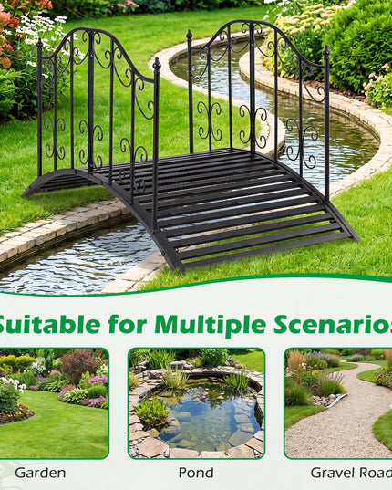 Giantex 4 FT Metal Garden Bridge | 330 lbs Capacity Outdoor Landscape Bridges