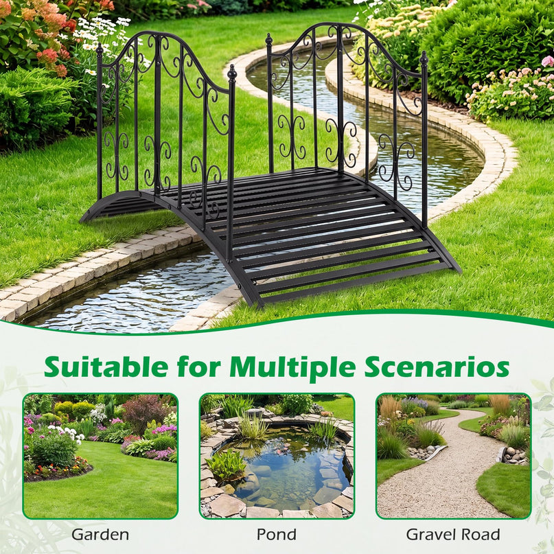 Giantex 4 FT Metal Garden Bridge | 330 lbs Capacity Outdoor Landscape Bridges
