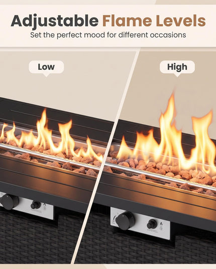 Giantex 42 Inch Propane Fire Pit Table 50,000 BTU Wicker Gas Fire Table