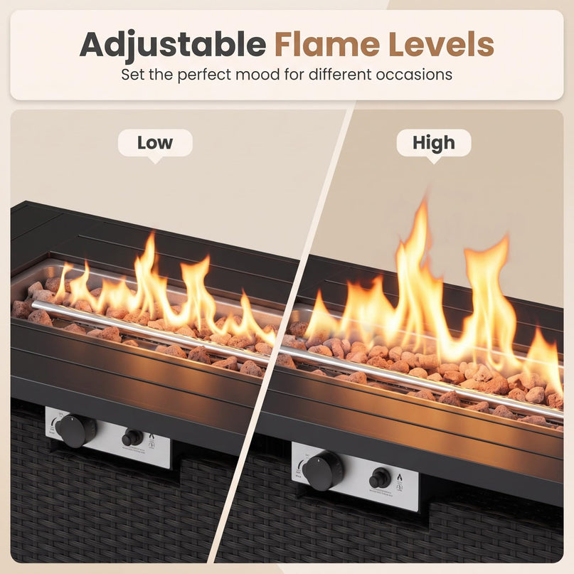 Giantex 42 Inch Propane Fire Pit Table 50,000 BTU Wicker Gas Fire Table